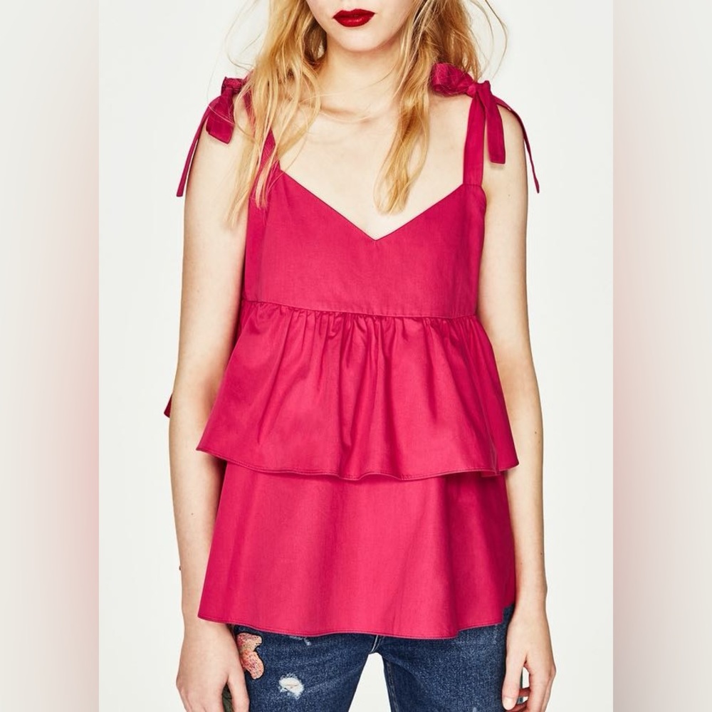 NWT Zara Pink Tie Strap Top - size S